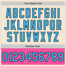 Load image into Gallery viewer, Custom Cream Sky Blue Black-Pink Bomber Varsity Letterman Two Tone Zipper Jacket