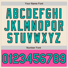 Load image into Gallery viewer, Custom Cream Aqua Black-Pink Bomber Varsity Letterman Two Tone Zipper Jacket