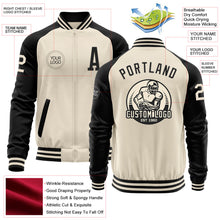 Load image into Gallery viewer, Custom Cream Black Bomber Varsity Letterman Two Tone Zipper Jacket