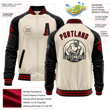 Load image into Gallery viewer, Custom Cream Red-Black Bomber Varsity Letterman Two Tone Zipper Jacket