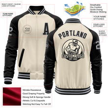 Load image into Gallery viewer, Custom Cream Gray-Black Bomber Varsity Letterman Two Tone Zipper Jacket