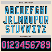 Load image into Gallery viewer, Custom Cream Pink Black-Sky Blue Bomber Varsity Letterman Two Tone Zipper Jacket