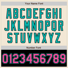 Load image into Gallery viewer, Custom Cream Pink Black-Aqua Bomber Varsity Letterman Two Tone Zipper Jacket