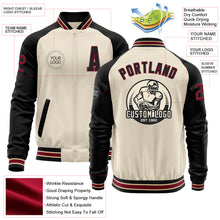 Load image into Gallery viewer, Custom Cream Crimson Black-City Cream Bomber Varsity Letterman Two Tone Zipper Jacket
