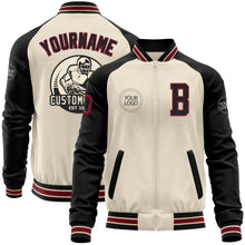 Load image into Gallery viewer, Custom Cream Crimson Black-City Cream Bomber Varsity Letterman Two Tone Zipper Jacket