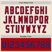 Load image into Gallery viewer, Custom Cream Royal Red-White Bomber Varsity Letterman Two Tone Zipper Jacket