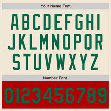 Load image into Gallery viewer, Custom Cream Kelly Green Red-White Bomber Varsity Letterman Two Tone Zipper Jacket