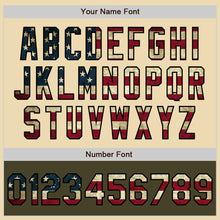 Load image into Gallery viewer, Custom Cream Vintage USA Flag Black-Olive Bomber Varsity Letterman Two Tone Zipper Jacket