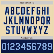 Load image into Gallery viewer, Custom Cream Light Blue-Navy Bomber Varsity Letterman Two Tone Zipper Jacket