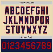 Load image into Gallery viewer, Custom Cream Red Navy-White Bomber Varsity Letterman Two Tone Zipper Jacket