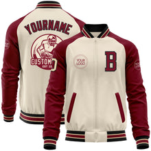Load image into Gallery viewer, Custom Cream Black Crimson-City Cream Bomber Varsity Letterman Two Tone Zipper Jacket