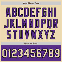 Load image into Gallery viewer, Custom Cream Black Purple-White Bomber Varsity Letterman Two Tone Zipper Jacket