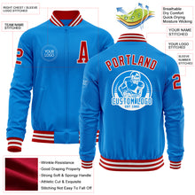Load image into Gallery viewer, Custom Powder Blue Red-White Bomber Varsity Letterman Zipper Jacket