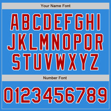 Load image into Gallery viewer, Custom Powder Blue Red-White Bomber Varsity Letterman Zipper Jacket