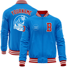 Load image into Gallery viewer, Custom Powder Blue Red-White Bomber Varsity Letterman Zipper Jacket