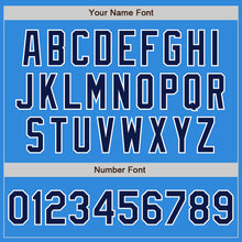 Load image into Gallery viewer, Custom Powder Blue Navy-White Bomber Varsity Letterman Zipper Jacket