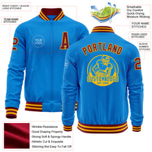 Load image into Gallery viewer, Custom Powder Blue Crimson-Gold Bomber Varsity Letterman Zipper Jacket