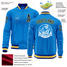 Load image into Gallery viewer, Custom Powder Blue Royal-Yellow Bomber Varsity Letterman Zipper Jacket
