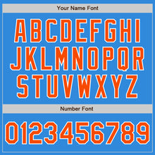 Load image into Gallery viewer, Custom Powder Blue Orange-White Bomber Varsity Letterman Zipper Jacket