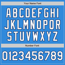 Load image into Gallery viewer, Custom Powder Blue White-Navy Bomber Varsity Letterman Zipper Jacket