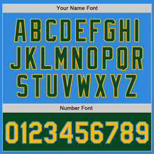 Load image into Gallery viewer, Custom Powder Blue Gold-Green Bomber Varsity Letterman Two Tone Zipper Jacket