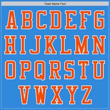 Load image into Gallery viewer, Custom Powder Blue Orange-White Bomber Varsity Letterman Two Tone Zipper Jacket