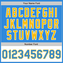 Load image into Gallery viewer, Custom Powder Blue Gold-White Bomber Varsity Letterman Two Tone Zipper Jacket