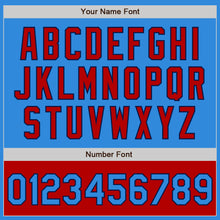 Load image into Gallery viewer, Custom Powder Blue Navy-Red Bomber Varsity Letterman Two Tone Zipper Jacket