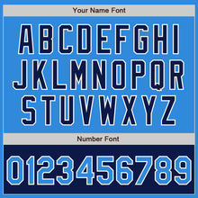 Load image into Gallery viewer, Custom Powder Blue White-Navy Bomber Varsity Letterman Two Tone Zipper Jacket