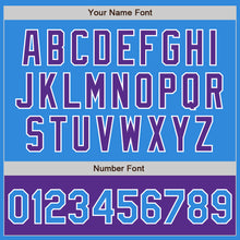 Load image into Gallery viewer, Custom Powder Blue White-Purple Bomber Varsity Letterman Two Tone Zipper Jacket