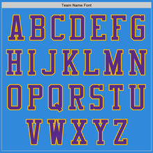 Load image into Gallery viewer, Custom Powder Blue Gold-Purple Bomber Varsity Letterman Two Tone Zipper Jacket