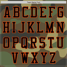 Load image into Gallery viewer, Custom Camo Black-Orange Bomber Varsity Letterman Salute To Service Zipper Jacket