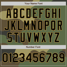 Load image into Gallery viewer, Custom Camo Black-Old Gold Bomber Varsity Letterman Salute To Service Zipper Jacket