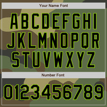 Load image into Gallery viewer, Custom Camo Black-Neon Green Bomber Varsity Letterman Salute To Service Zipper Jacket