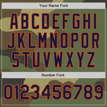 Load image into Gallery viewer, Custom Camo Navy-Orange Bomber Varsity Letterman Salute To Service Zipper Jacket