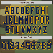 Load image into Gallery viewer, Custom Camo Navy-Gold Bomber Varsity Letterman Salute To Service Zipper Jacket