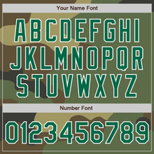 Load image into Gallery viewer, Custom Camo Kelly Green-White Bomber Varsity Letterman Salute To Service Zipper Jacket