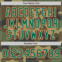 Load image into Gallery viewer, Custom Camo Kelly Green-Orange Bomber Varsity Letterman Salute To Service Zipper Jacket