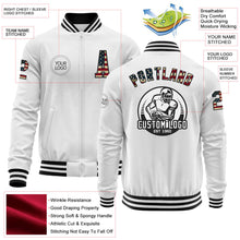 Load image into Gallery viewer, Custom White Vintage USA Flag-Black Bomber Varsity Letterman Zipper Jacket
