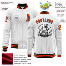 Load image into Gallery viewer, Custom White Orange-Black Bomber Varsity Letterman Zipper Jacket