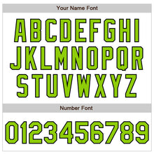 Load image into Gallery viewer, Custom White Neon Green-Black Bomber Varsity Letterman Zipper Jacket