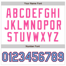 Load image into Gallery viewer, Custom White Light Blue Black-Pink Bomber Varsity Letterman Zipper Jacket