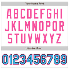 Load image into Gallery viewer, Custom White Sky Blue Black-Pink Bomber Varsity Letterman Zipper Jacket