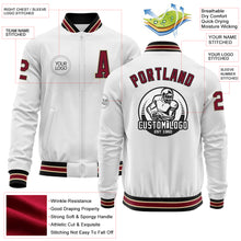 Load image into Gallery viewer, Custom White Crimson Black-City Cream Bomber Varsity Letterman Zipper Jacket
