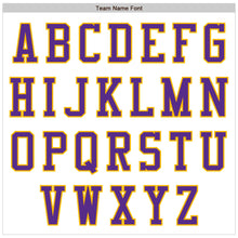 Load image into Gallery viewer, Custom White Purple-Gold Bomber Varsity Letterman Zipper Jacket