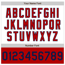 Load image into Gallery viewer, Custom White Navy-Red Bomber Varsity Letterman Two Tone Zipper Jacket