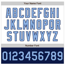 Load image into Gallery viewer, Custom White Light Blue-Navy Bomber Varsity Letterman Two Tone Zipper Jacket