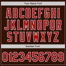 Load image into Gallery viewer, Custom Brown Red-White Bomber Varsity Letterman Zipper Jacket