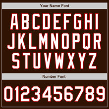 Load image into Gallery viewer, Custom Brown White-Red Bomber Varsity Letterman Zipper Jacket