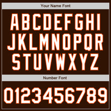 Load image into Gallery viewer, Custom Brown White-Orange Bomber Varsity Letterman Zipper Jacket